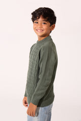 Boy's Tomato Slim Fit Knit Sweater Pullover With Round Neck And Long Sleeves In Comfortable And Modern Design