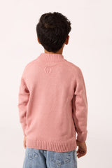 Boy's Tomato Slim Fit Knit Sweater Pullover With Round Neck And Long Sleeves In Comfortable And Modern Design
