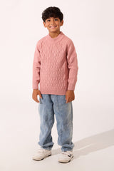 Boy's Tomato Slim Fit Knit Sweater Pullover With Round Neck And Long Sleeves In Comfortable And Modern Design