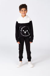 Boy's Winter Training Suit Made Of Two Colors Printed On The Front Made Of Milton Material