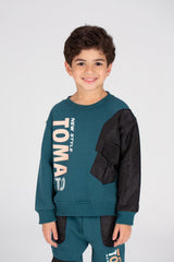 Boy's Padded Front Printed Made Of Soft Melton Front Pocket Training Suit