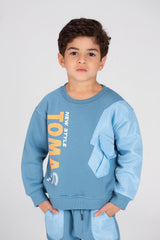 Boy's Padded Front Printed Made Of Soft Melton Front Pocket Training Suit