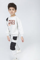 Boy's Padded Printed Made Of Soft Melton Front Pocket Training Suit