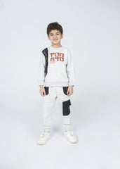 Boy's Padded Printed Made Of Soft Melton Front Pocket Training Suit