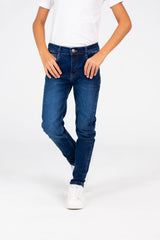 Boy's Jeans Pants With A Slim Fit And Basic Details