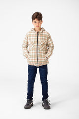 Boy's Fur Padded Hood Shirt With Full Zip