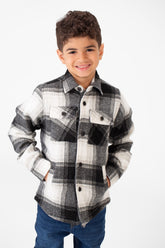 Boy's Ckecked Fur Padded Shirt With Buttons Closure