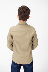 Boy's Fur Padded Shirt With Front Pockets And Long Sleeves