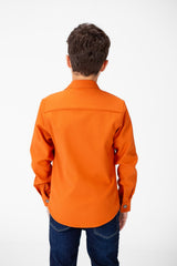 Boy's Fur Padded Shirt With Front Pockets And Long Sleeves