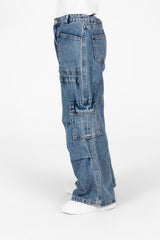 Girl's Wide Leg Slouchy Jeans Pants With Side Pockets