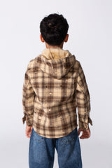 Boy's Padded Printed Slim Fit Long Sleeved Shirt With Pockets
