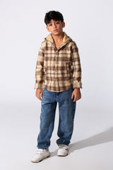Boy's Padded Printed Slim Fit Long Sleeved Shirt With Pockets