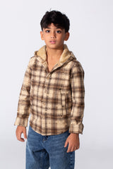 Boy's Padded Printed Slim Fit Long Sleeved Shirt With Pockets