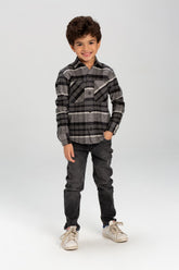 Boy's Checked Soft Wool Basic Style Shirt