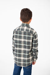 Boy's Winter Checked Shirt With Buttons And Long Sleeves