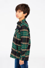 Boy's Checked Shirt With Front Pockets And Long Sleeves