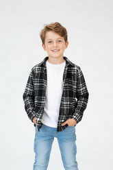 Boy's Winter Wool Slim Fit Shirt With Front Pocket And Long Sleeves