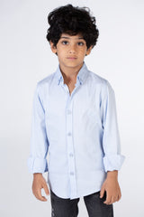Boys Classic Plain Poplin Lycra Shirt With Button Front