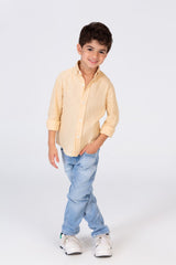 Boys Basic Plain Linen Shirt In Basic Colors