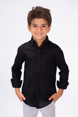 Boys Basic Plain Linen Shirt In Basic Colors