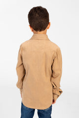 Boy's Plain Shirt With Long Sleeves And Front Pockets