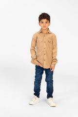 Boy's Plain Shirt With Long Sleeves And Front Pockets
