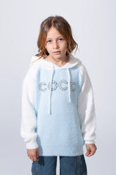 Girl's Slim Fit Long Sleeve With Chest Text Print Knit Soft Relaxed Fabric For Modern Look Hooded Pullover