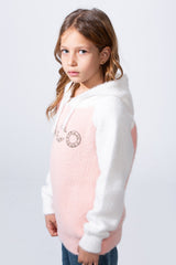Girl's Slim Fit Long Sleeve With Chest Text Print Knit Soft Relaxed Fabric For Modern Look Hooded Pullover