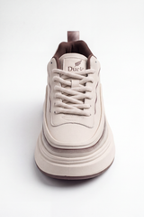 Men's Tomato Store Dune Runner Sneakers Layered Smooth Panels Mixed Mesh Texture Curved Trim Lines Lace Up Front Pull Tab Detail Duck Shoes