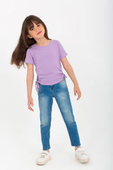 Girls' Ribbed T-shirt With Comfortable Material And A Unique, Distinctive Cut
