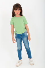Girls' Ribbed T-shirt With Comfortable Material And A Unique, Distinctive Cut