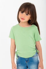 Girls' Ribbed T-shirt With Comfortable Material And A Unique, Distinctive Cut