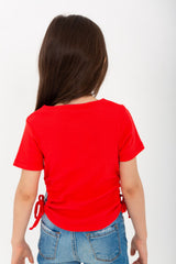 Girls' Ribbed T-shirt With Comfortable Material And A Unique, Distinctive Cut