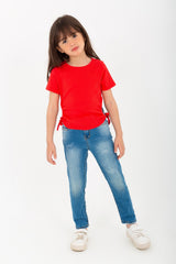 Girls' Ribbed T-shirt With Comfortable Material And A Unique, Distinctive Cut