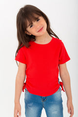 Girls' Ribbed T-shirt With Comfortable Material And A Unique, Distinctive Cut