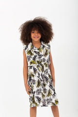 Girls Regular Fit Cut Floral Dress With Elastic Waist
