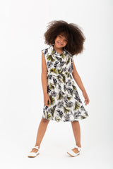 Girls Regular Fit Cut Floral Dress With Elastic Waist