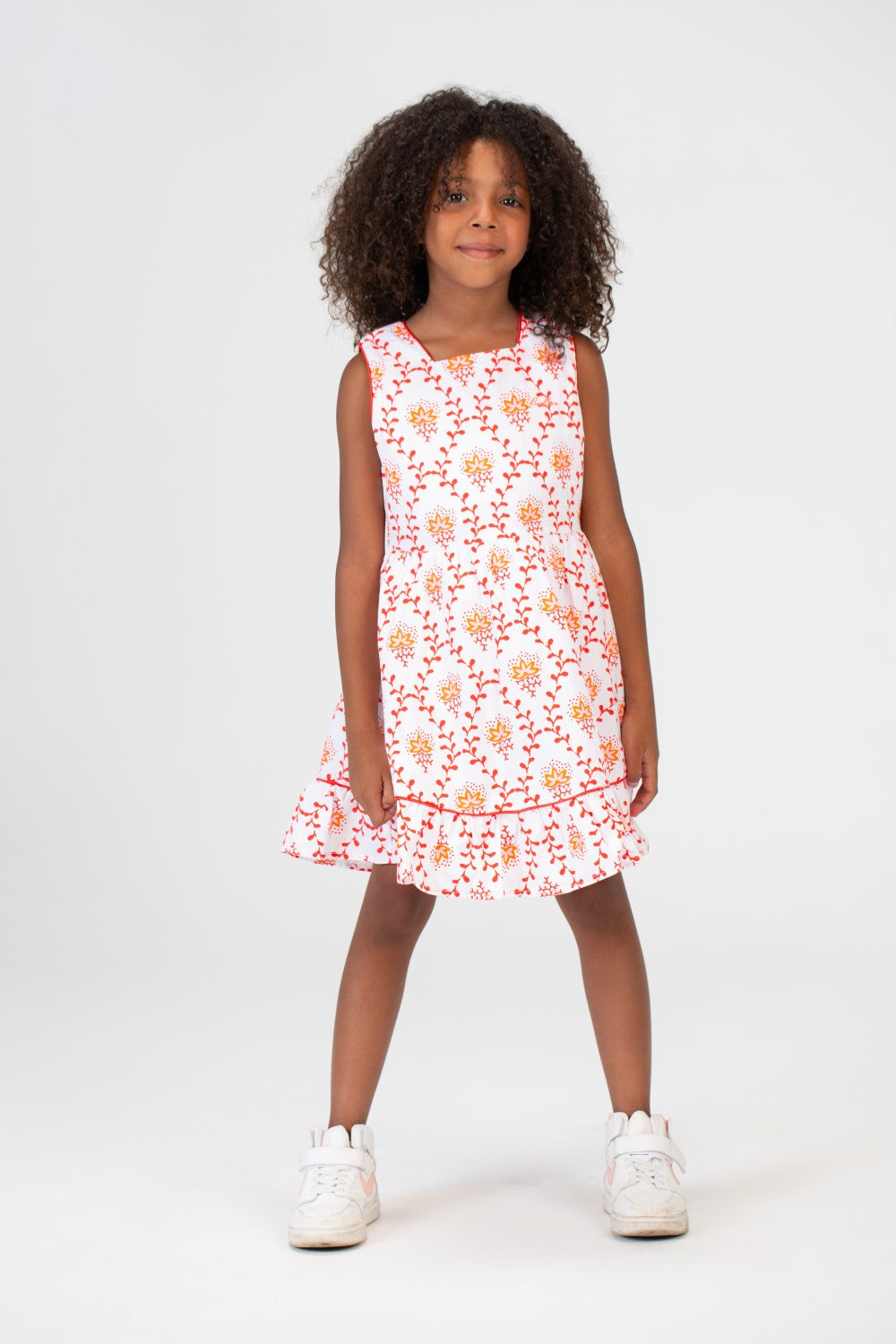 Girls Maroon Floral Cut Knee Length Summer Dress