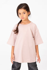 Girl's Summer Melton Lycra Round Neck Short Sleeves T-shirt With A Back Text Print