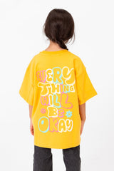 Girl's Summer Melton Lycra Round Neck Short Sleeves T-shirt With A Back Text Print