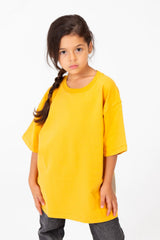 Girl's Summer Melton Lycra Round Neck Short Sleeves T-shirt With A Back Text Print