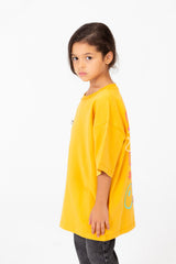 Girl's Summer Melton Lycra Round Neck Short Sleeves T-shirt With A Back Text Print