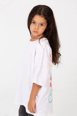 Girl's Summer Melton Lycra Round Neck Short Sleeves T-shirt With A Back Text Print