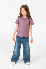 Girl's Comfortable Summer Half-Sleeve Round Neck Modern Design T-shirt