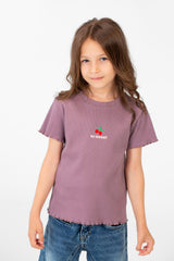 Girl's Comfortable Summer Half-Sleeve Round Neck Modern Design T-shirt