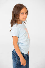 Girl's Summer Melton Half Sleeve Front Graphic Print T-shirt With Elasticated Sides