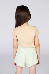 Girls Round Neck Short Sleeves T-shirt With A Distinctive Design On The Front