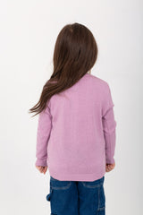 Girl's Rounded Neck Padded With Unqiue Modern Pattern Pullover