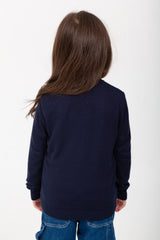 Girl's Rounded Neck Padded With Unqiue Modern Pattern Pullover