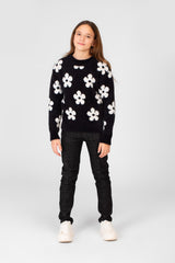 Girl's Floral Printed Round Neck Pullover In A Modern Cut